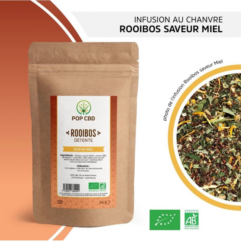 Infusion au chanvre rooibos saveur miel bio