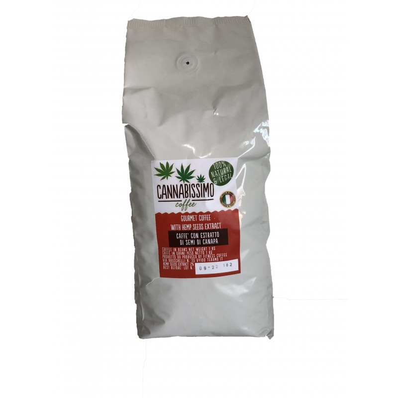 Grains de café aux graines de chanvre CBD - Sachet de 1kg