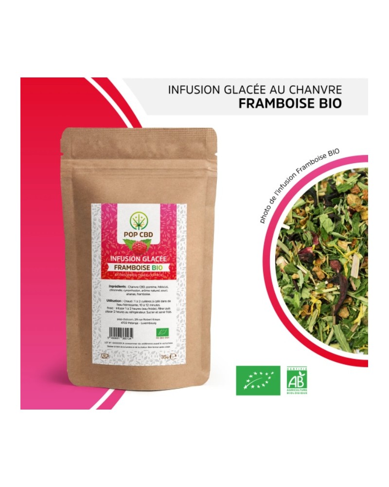 Une infusion glacée chanvre et framboise