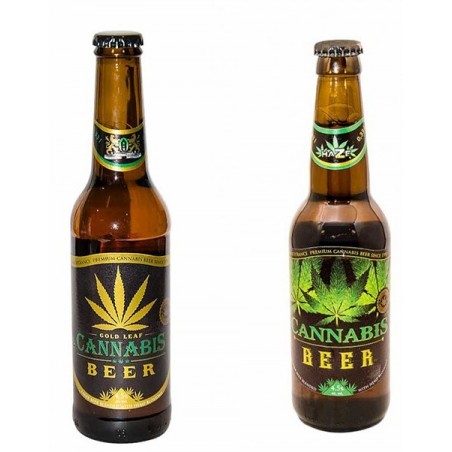 Bière Gold et green au cannabis à l'extrait de chanvre Haze